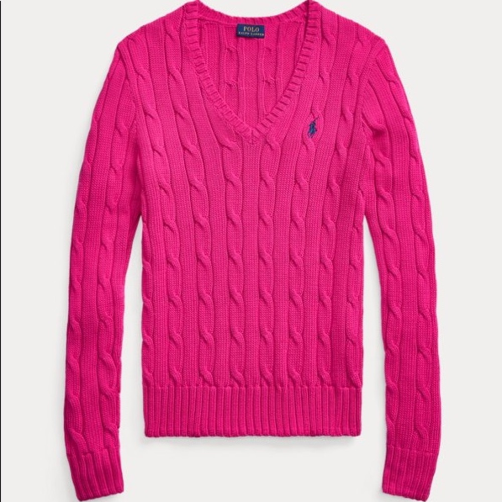 Polo Ralph Lauren Cable Knit Cotton V-Neck Sweater